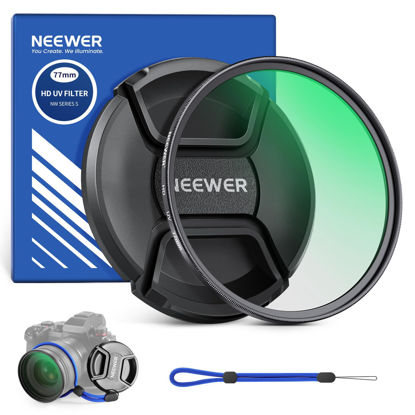 Picture of NEEWER 77mm MC UV Protection Filter with Lens Cap, Multi Resistant Nano Coatings/HD Optical Glass/Water Repellent/Scratch Resistant/Aluminum Alloy Ultra Slim Frame/Ultraviolet Filter
