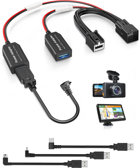 Picture of Dash Cam Power Adapter,(10P Type D)Fit Chevy/Chevrolet,GMC 1500/2500/3500/Terrain/Acadia,Buick Encore,Cadillac XT5/XT6/SRX,Connect Auto-Dimming Rearview Mirror,Power Adapter Cable for Dashcam Camera