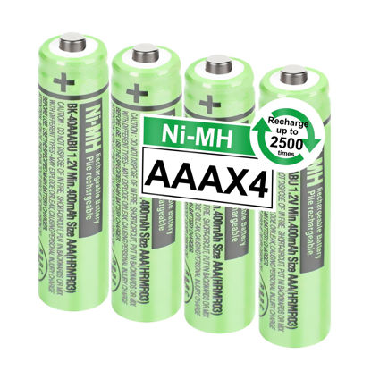 Picture of OSIM 4Pack BK-40AAABU Ni-MH AAA Rechargeable Batteries 400mah AAA Ni-MH Rechargeable Batteries 1.2V for Cordless Phones, Remote Controls, Electronics