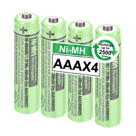 Picture of OSIM 4Pack BK-40AAABU Ni-MH AAA Rechargeable Batteries 400mah AAA Ni-MH Rechargeable Batteries 1.2V for Cordless Phones, Remote Controls, Electronics