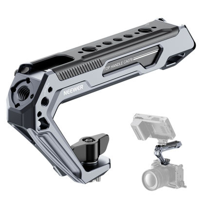 Picture of NEEWER All Metal Stylish Camera Top Handle with 3/8" Screw and Locating Pins, 1/4" &3/8" Threads, Cold Shoes, Anti Off Lock, Compatible with SmallRig Camera Cage Video Rig Stabilizer, CA078
