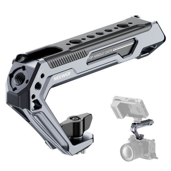 Picture of NEEWER All Metal Stylish Camera Top Handle with 3/8" Screw and Locating Pins, 1/4" &3/8" Threads, Cold Shoes, Anti Off Lock, Compatible with SmallRig Camera Cage Video Rig Stabilizer, CA078