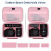 Picture of Camera Case Compatible with Canon EOS Rebel T7 / R100 / R50 / R5 / R6 Mark II / R7 / R8 / 90D / 5D Mark IV, Sony, Nikon DSLR Camera, Lens, Tripod, with 4 Pieces of Dividers and Shoulder Strap, Pink