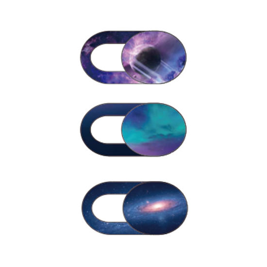 Picture of Cuxnoo Camera Cover Slide 3 Packs, Webcam Cover Ultra Thin Sticker Privacy Protector fit for MacBook Pro, iMac, iPad Pro, and More Laptop or Tablet, Colorful Space