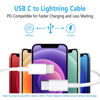 Picture of RCTech USB C to Lightning Cable 3Pack 6FT [MFi Certified] iPhone Fast Charger Cable USB-C Power Delivery Charging Cord for iPhone 14/13/12/11/XS/XR/X/8/iPad, White