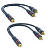 Picture of DteeDck RCA Splitter 1 Female to 2 Male 2 Pack, RCA Y Splitter RCA Audio Video Cable Splitter Adapter Dark Blue