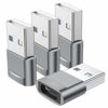 Picture of USB C Female to USB Male Adapter (4-Pack), Type C to USB A Charger Converter for iPhone 16 15 14 13 12 11 Plus Pro Max, Samsung Galaxy S24 S23 S22 Ultra, Apple iWatch Watch Series 7 8, AirPods, iPad