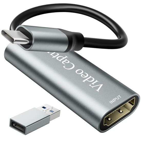 Picture of VIXLW Video Capture Card, USB3.0 HDMI to USB C Capture Card, 4K 1080P 60FPS, Video Recording Card for Gaming Live Streaming, for Windows/Mac OS System with USB C Adapter to Adjust PS4, Switch, Xbox