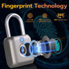 Picture of Pothunder Fingerprint Smart Padlock Lock, Biometric Metal Keyless Thumbprint Lock, Waterproof, USB Rechargeable, for Gym Locker, School Locker, Luggage, Backpack, Suitcase(Gray)