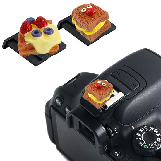Picture of Camera Hot Shoe Cover, Cute Hot Shoe Cap, Hot Shoe Protector Compatible with Sony Fujifilm Fuji Canon Nikon Pentax Leical Panasonic (2pcs Butter Bread)