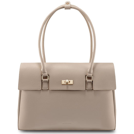 Picture of LOVEVOOK Laptop Bag for Women Work Tote 15.6 Inch Briefcase Messenger Bag Waterproof Business Office Professional Large Capacity Handbag Shoulder Bag,Apricot