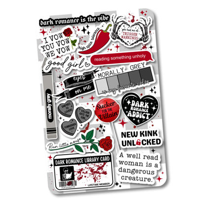 Picture of Clear Back Cover Insert for Kindle Paperwhite 11th Generation 6.8" | Gothic Bookish Decor | Kindle Cardstock Insert | Booktok Smut Stickers Case Insert | Dark Romance Book Gifts (Morally Grey)