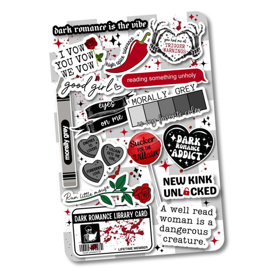 Picture of Clear Back Cover Insert for Kindle Paperwhite 11th Generation 6.8" | Gothic Bookish Decor | Kindle Cardstock Insert | Booktok Smut Stickers Case Insert | Dark Romance Book Gifts (Morally Grey)