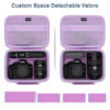 Picture of Camera Case Compatible with Canon EOS Rebel T7 / R100 / R50 / R5 / R6 Mark II / R7 / R8 / 90D / 5D Mark IV, Sony, Nikon DSLR Camera, Lens, Tripod, with 4 Pieces of Dividers and Shoulder Strap, Purple