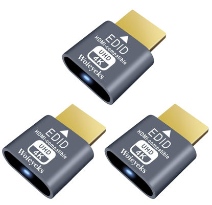 Picture of Woieyeks 3 Pack HDMI Dummy Plug 4K HDR,Virtual Monitor EDID Emulator, Headless Display Adapter,Supports up to 4k@60Hz,1080@120Hz