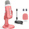 Picture of ZealSound Gaming USB Pink Microphone with Quick Mute for Phone Computer PC PS5,Studio Mic with Gain Control,Echo&Monitor Volume Adjust for Streaming Vocal Recording ASMR Podcast Video K66