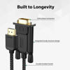 Picture of FEMORO HDMI to VGA Cable 6 Feet Male to Male Braided Cord 1080P@60Hz for Monitor, Computer, Desktop, Laptop, PC, Projector, HDTV, Game Device and More