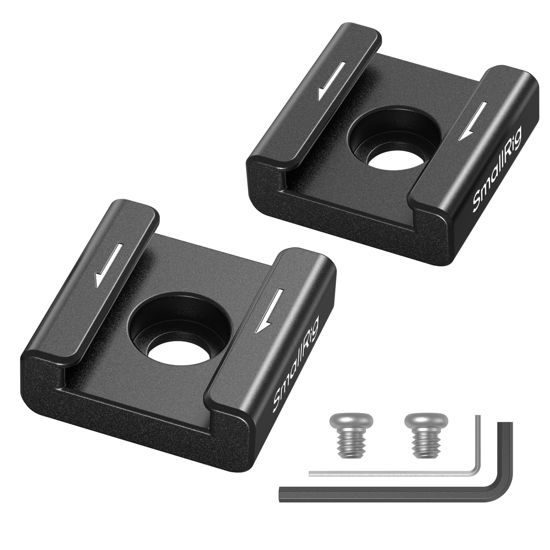 Picture of SmallRig Anti-Twist Cold Shoe Mount Adapter (2pcs) with 1/4"-20 Screws, for Flash LED Light Monitor Microphone, with Anti Twist Pins, Compatible with SmallRig Cage - 5032