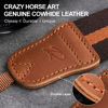 Picture of Padwa Lifestyle Brown Yellow Stripes Camera Strap - Double Layer Crazy Horse Cowhide End,1.5" Wide Pure Cotton Camera Straps,Adjustable Neck Shoulder Strap for All DSLR Cameras,Gift for Photographers