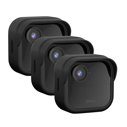Picture of Silicone Case Cover for All-New Blink Outdoor 4 (4th Gen) - Weatherproof Protective Skin Cover with Hat Brim for All-New Blink Outdoor 4 Smart Security Camera (Black, 3 Pack)