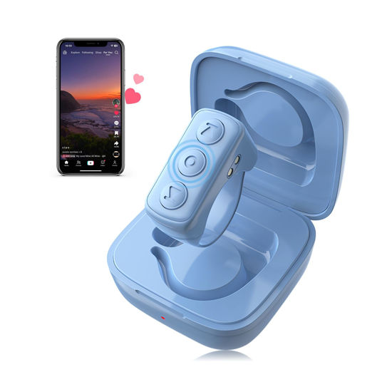 Picture of Tiktok Scrolling Ring, Page Turner for iPad iPhone & Android Tablet, Bluetooth Scroller Ring Remote Control for TIK Tok, Wireless Camera Video Recording for iOS, Android -Blue