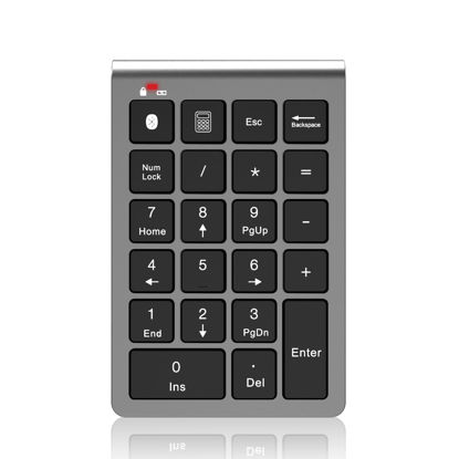 Picture of Bluetooth Number Pad for Laptop Rechargable - Wired & Wireless Numeric Keypad 2in1-22 Key USB Keypad for Data Entry, Accounting, Numpad Compatible with MacBook ChromeBook Notebook Surface Pro etc.