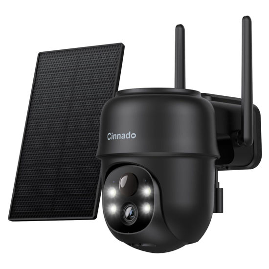 Picture of Cinnado 2K Cameras for Home Security-2.4G WiFi Outdoor Camera Wireless Solar/Battery Powered, 360° Viewing, Human Detection, Color Night Vision, Cloud/SD Storage B6 (B6-Black-1pack-2.4G)