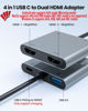 Picture of USB C to Dual HDMI Adapter, Fophmo 4K@60Hz with 100W PD, USB-A, Support C to 2 HD Splitter Extended Display for Type C Devices (MST is not Supported on MacOS)