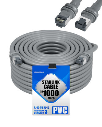 Picture of VANDESAIL Fit for Starlink Extension Cable 150FT, Compatible with Starlink Replacement Cable Mini for Starlink Gen 3, 1000Mbps High Speed Waterproof Grey -150FT(44M)