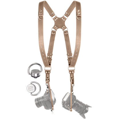 Picture of C Coiro Camera Harness for 2 Cameras - Dual Shoulder Leather Camera Strap - Double Camera Harness for DSLR/SLR, Camera Straps for Photographers of All Levels, Standard Straps/Color Beige