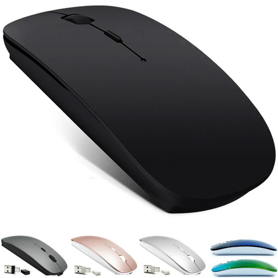 Picture of KLO Rechargeable Bluetooth 5.2/3.0/Type-C/USB-2.4G Mouse for MacBook/MacBook air/Pro/iPad, Wireless Mouse for Laptop/Notebook/pc/iPad/Chromebook (Black)
