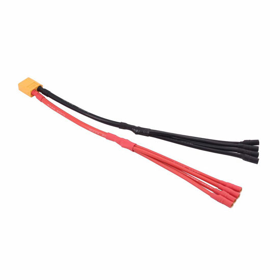 Picture of OliRC 1pc XT60 Power Distribution (4pairs 3.5mm Banana Connectors) Cable in Parallel Charger Cable Extension Y Splitter(1-to-4/20cm)(C115-1)