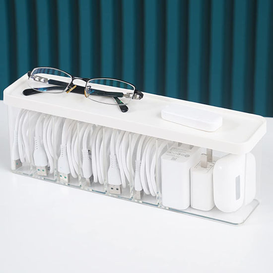 Picture of Nkocvew Charger Cable Cord Storage Organizer - Easy Storage Without Cable Ties - Desk Drawer Accessories Organizers - 1 Pack (With Lid)