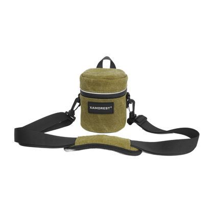 Picture of XAMOREST Camera Lens Case Camera Lens Canvas Bag Compatible with Canon EF-S 18-55MM/EF 50MM F1.4/EF-S 10-18MM, Nikon AF-S 18-55MM/AF 50MM F1.4D and Other Lens Below 3.35" x 3.74"(D x L)(Green)