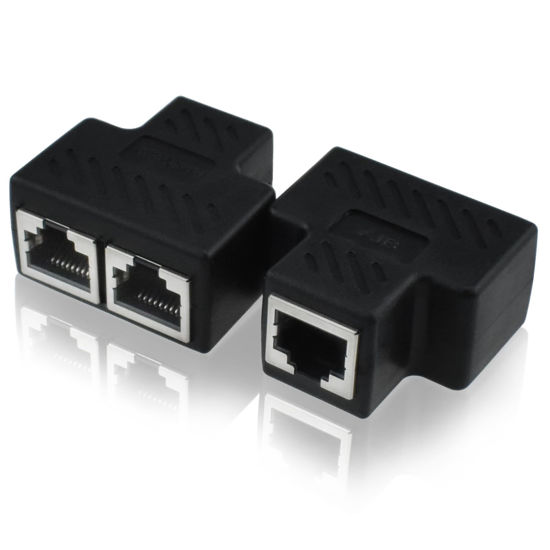 Picture of UBANU 2 Pcs RJ45 Splitter Adapter, Ethernet Splitter 1 to 2, LAN Splitter Adapter for Cat5 Cat5e Cat6 Cat7 Cable (2 Devices Simultaneously Networking)