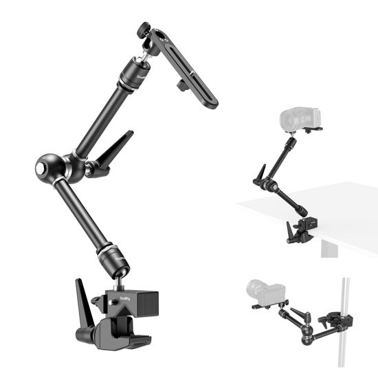Picture of SMALLRIG Friction Magic Arm Camera Mount with Super Clamp and Camera Platform, Overhead Camera Desk Mount Srand, Studio Space Saver, Heavy Duty Mount/Bracket for Lights, Cameras