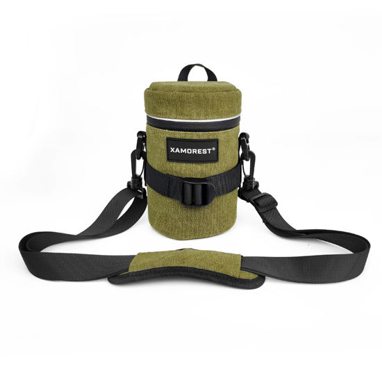 Picture of XAMOREST Camera Lens Case Lens Canvas Bag Compatible with Canon EF 18-135MM/EF-S 15-85MM/EF 24-70MM F4L, Nikon AF-S 18-140MM/AF-S 85MM F/1.8G/AF 70-300MM Below 3.35" x 5.71"(D x L)(Green)