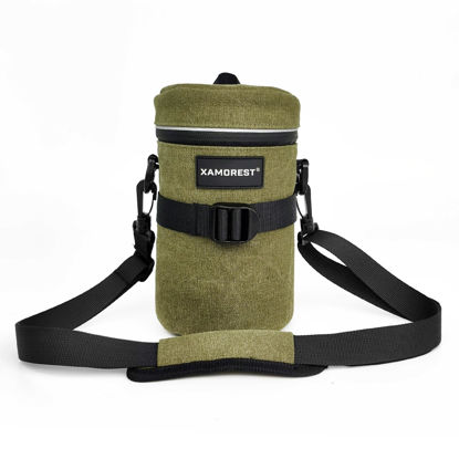 Picture of XAMOREST Camera Lens Case Extra Large Thick Lens Canvas Bag Compatible with Nikon AF-S 24-120MM/24-70MM F2.8G/85MM F1.4G Below 4.13" x 7.28"(D x L)(Green)