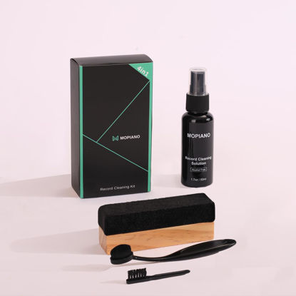 Picture of Mopiano Record Cleaning Kit|Complete 4-in-1 Vinyl Record Cleaner for Albums|Includes Soft Velvet Vinyl Record Brush,LP Cleaning Liquid,Stylus Brush,Nylon Brush