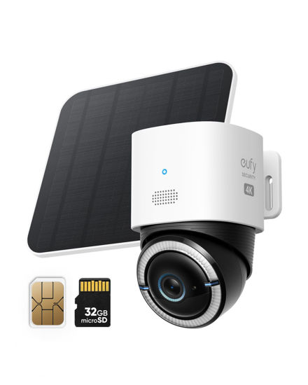 Picture of eufy Security 4G LTE Cam S330, 4K Cellular Solar Security Cameras Wireless Outdoor, Pan and Tilt, 4G and Wi-Fi Duo-Mode, AI Tracking, with SIM Card and 32GB SD Card, No WiFi, No Problem
