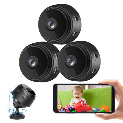Picture of 3 Pack Hidden Spy Camera, WiFi Mini HD 1080P Wireless Camera for Home Office Security, Small Camera Nanny Cam with Motion Sensor Night Vision, APP Control Camera for Baby, Pets(Video Only)