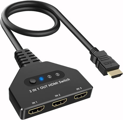 Picture of HDMI Switch 3 in 1 Out, 4K@30hz HDMI Splitter, 3 Ports HDMI Switcher Supports Full HD 1080P 3D Compatible with Roku Fire TV Stick HDTV PS4/PS5 Xbox One Chromecast, Compatible with Mac/Win/Linux