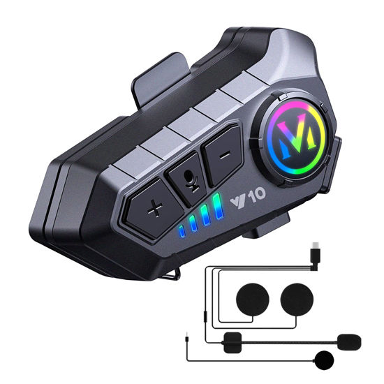 Picture of SUOOKC Motorcycle Bluetooth Headset Speaker Skiing Earphone Waterproof Bluetooth Helmet Headset with Noise Cancellation Ultra-Thin Wireless Bluetooth Headphones for All Helmets