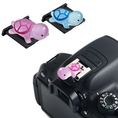 Picture of Camera Hot Shoe Cover, Cute Hot Shoe Cap, Hot Shoe Protector Compatible with Sony Fujifilm Fuji Canon Nikon Pentax Leical Panasonic (Blue & Purple Tortoise)