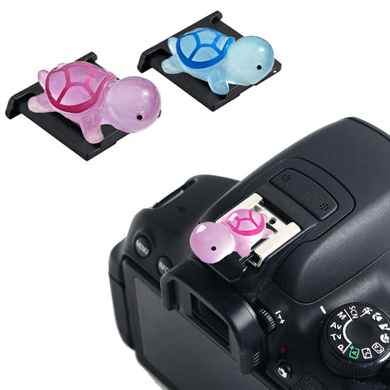 Picture of Camera Hot Shoe Cover, Cute Hot Shoe Cap, Hot Shoe Protector Compatible with Sony Fujifilm Fuji Canon Nikon Pentax Leical Panasonic (Blue & Purple Tortoise)