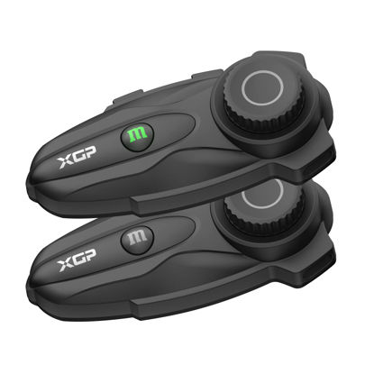 Picture of XGP X10 10 Riders Group Mesh Motorcycle Intercom, 3000m Motorcycle Bluetooth Headset V5.3 with Audio Multitasking, Helmet Communication Systems with Hi-Fi Speakers for ATV/Snowmobile/Ski, 2 Pack