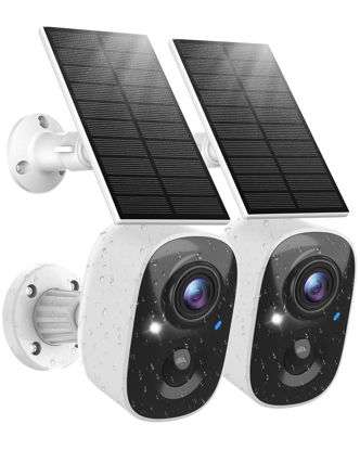 Picture of MaxiViz Solar Security Camera Wireless Outdoor (2 Pack), Solar Powered Cameras for Home Security with AI Motion Detection, 2K Color Night Vision, IP66 Weatherproof, 2.4GHz Wi-Fi, Cloud/SD Storage