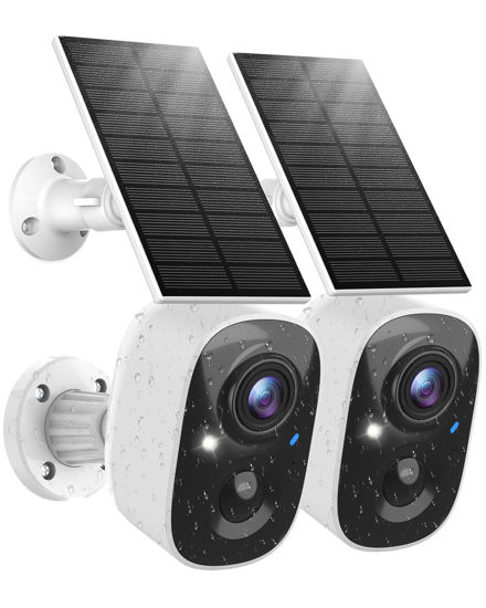 Picture of MaxiViz Solar Security Camera Wireless Outdoor (2 Pack), Solar Powered Cameras for Home Security with AI Motion Detection, 2K Color Night Vision, IP66 Weatherproof, 2.4GHz Wi-Fi, Cloud/SD Storage