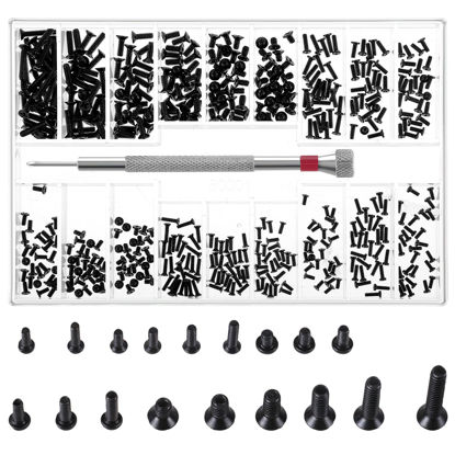 Picture of 500 Pcs Tiny Screws Tiny Micro Repair Screw Kit M1.2/M1.4/M2.0 Small Replacement Screws Laptop Computer Electronic Screws Assortment Kit Black Glasses Watches Repair Screws with Screwdriver