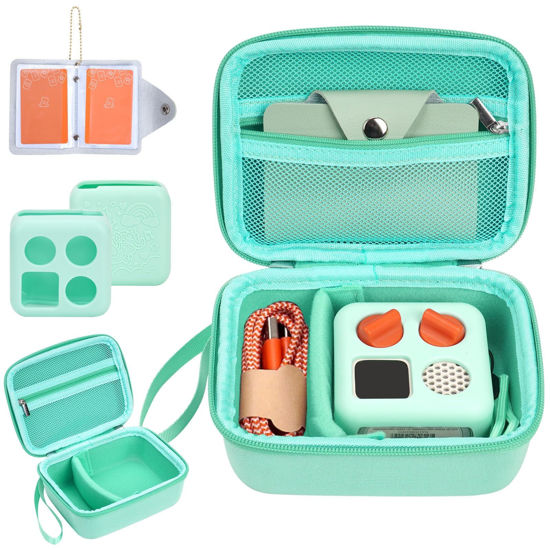 Picture of YouKnow Hard Case and Silicone Cover for Yoto Mini Player, Kids Audio Music Accessory with Card Case Holder for up to 20 Cards (Green)
